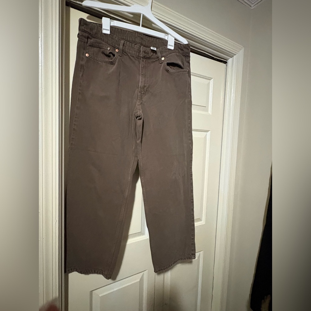 H&M low waist brown denim baggy jeans